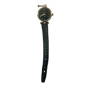 Gucci Vintage Gold-Tone Women’s Watch Black Leather Strap